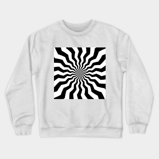 Black and white starburst, radial jagged lines op art Crewneck Sweatshirt by kallyfactory